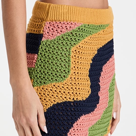 Free People Mila Crochet Mini Skirt in Forsythia Combo Medium NWT - Picture 4 of 7